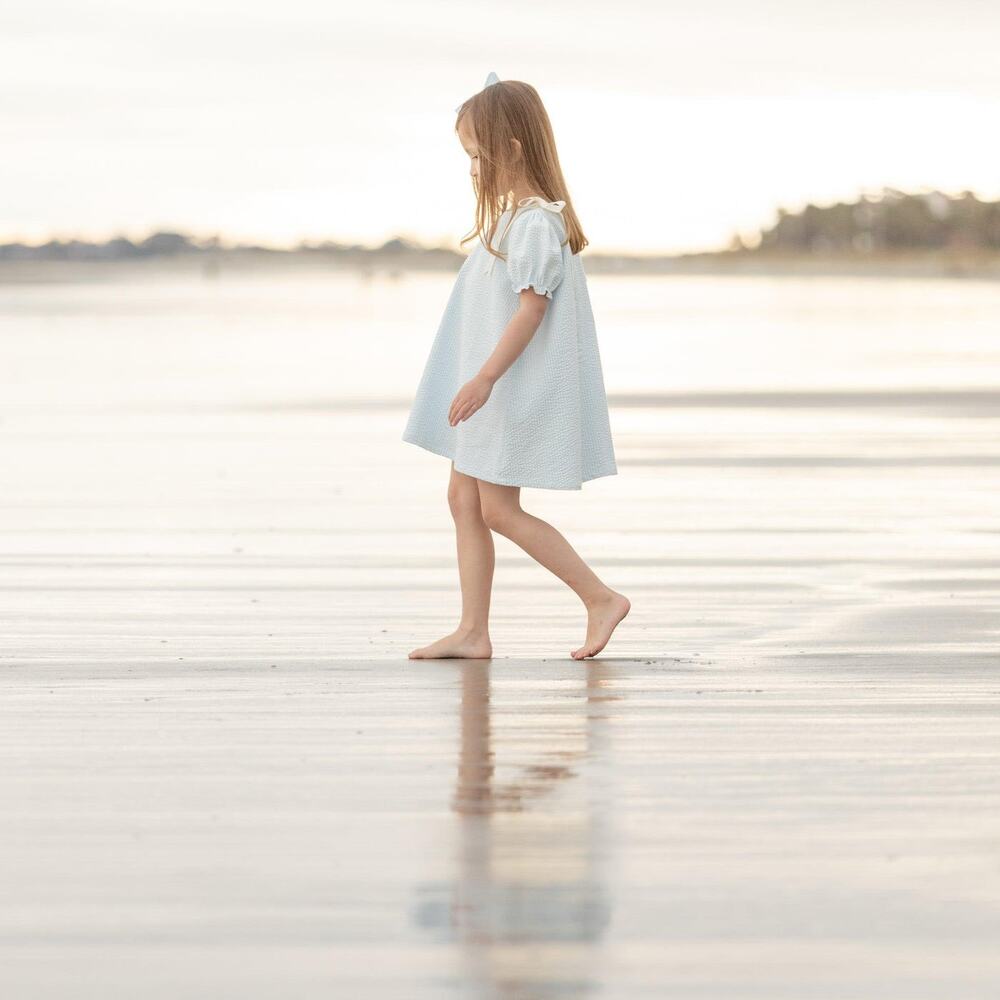Henry Duvall JANE DRESS IN BAILEY'S BAY BLUE SEERSUCKER size 5